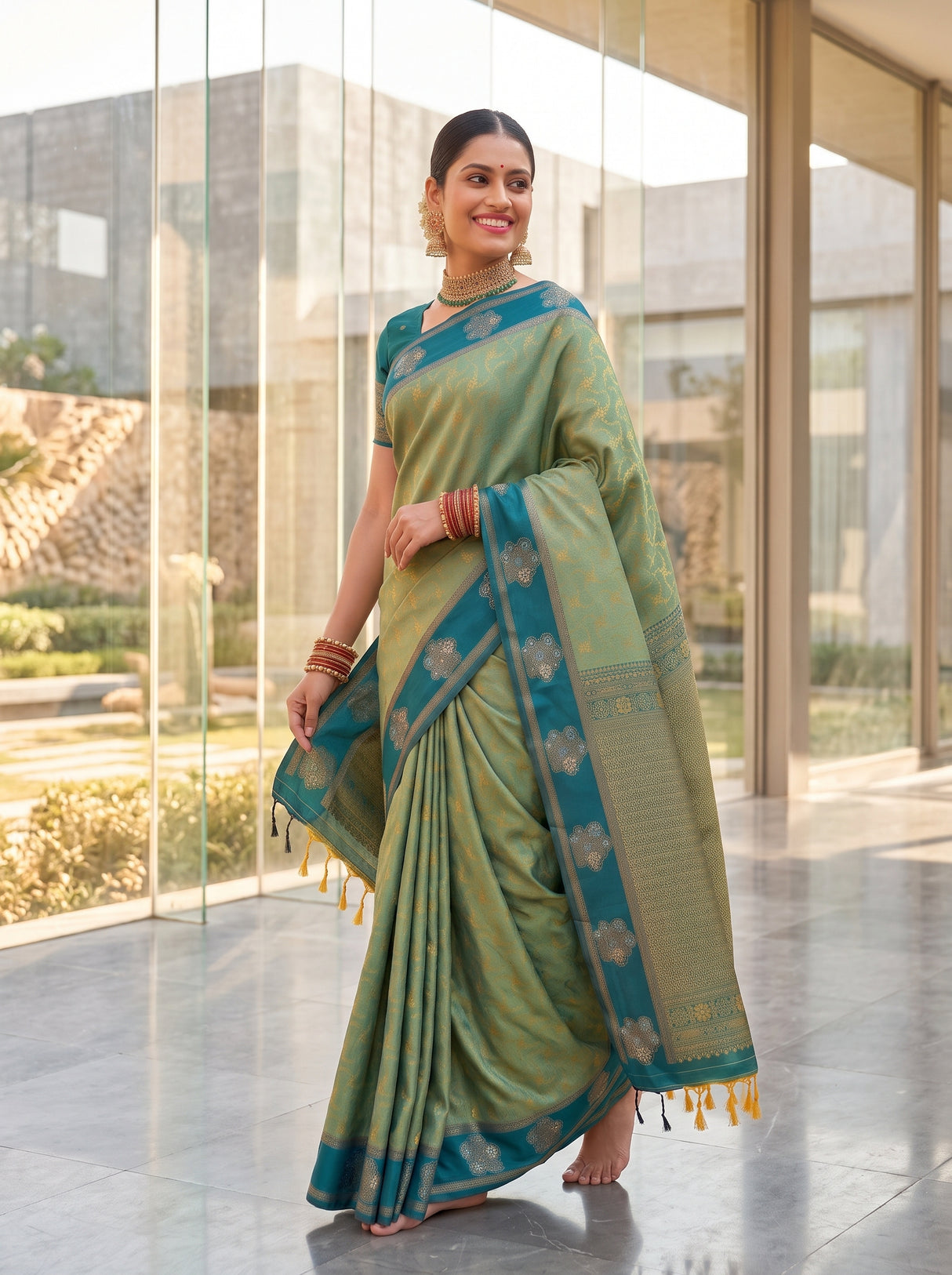 MIMOSA Green Saree Saree — pose 5 styling detail
