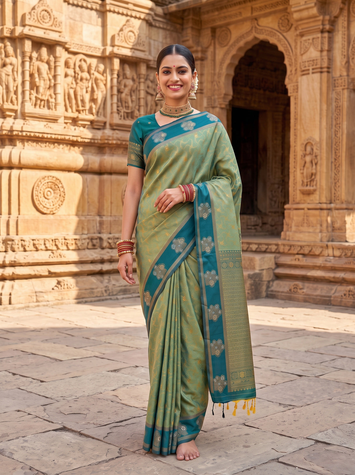 MIMOSA Green Saree Saree — pose 6 styling detail