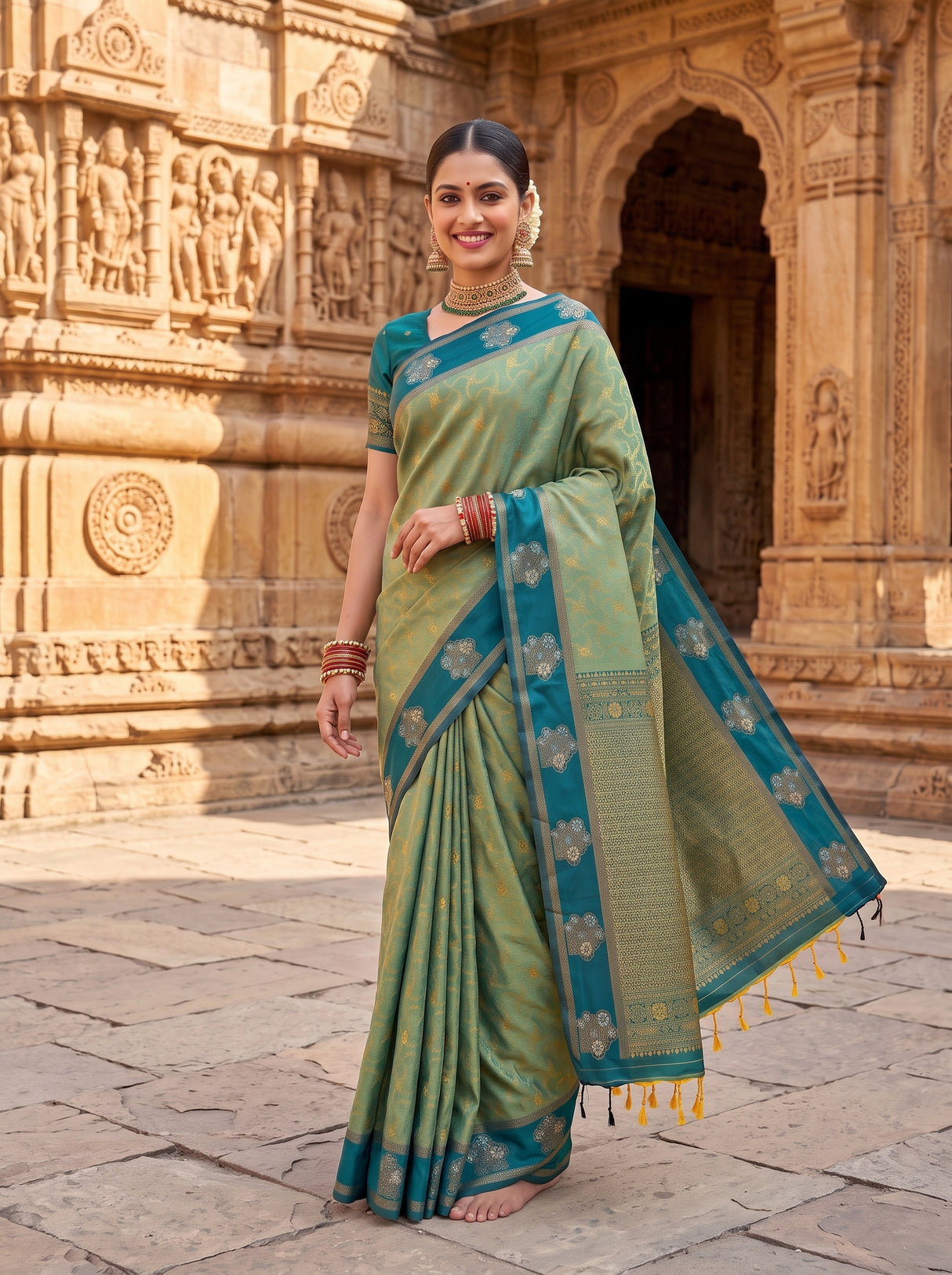 MIMOSA Green Saree Saree — pose 9 styling detail