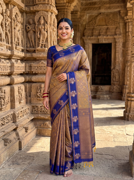 MIMOSA Grey Saree Saree — front view on mannequin