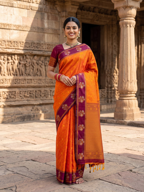 MIMOSA Mustard Saree Saree — front view on mannequin