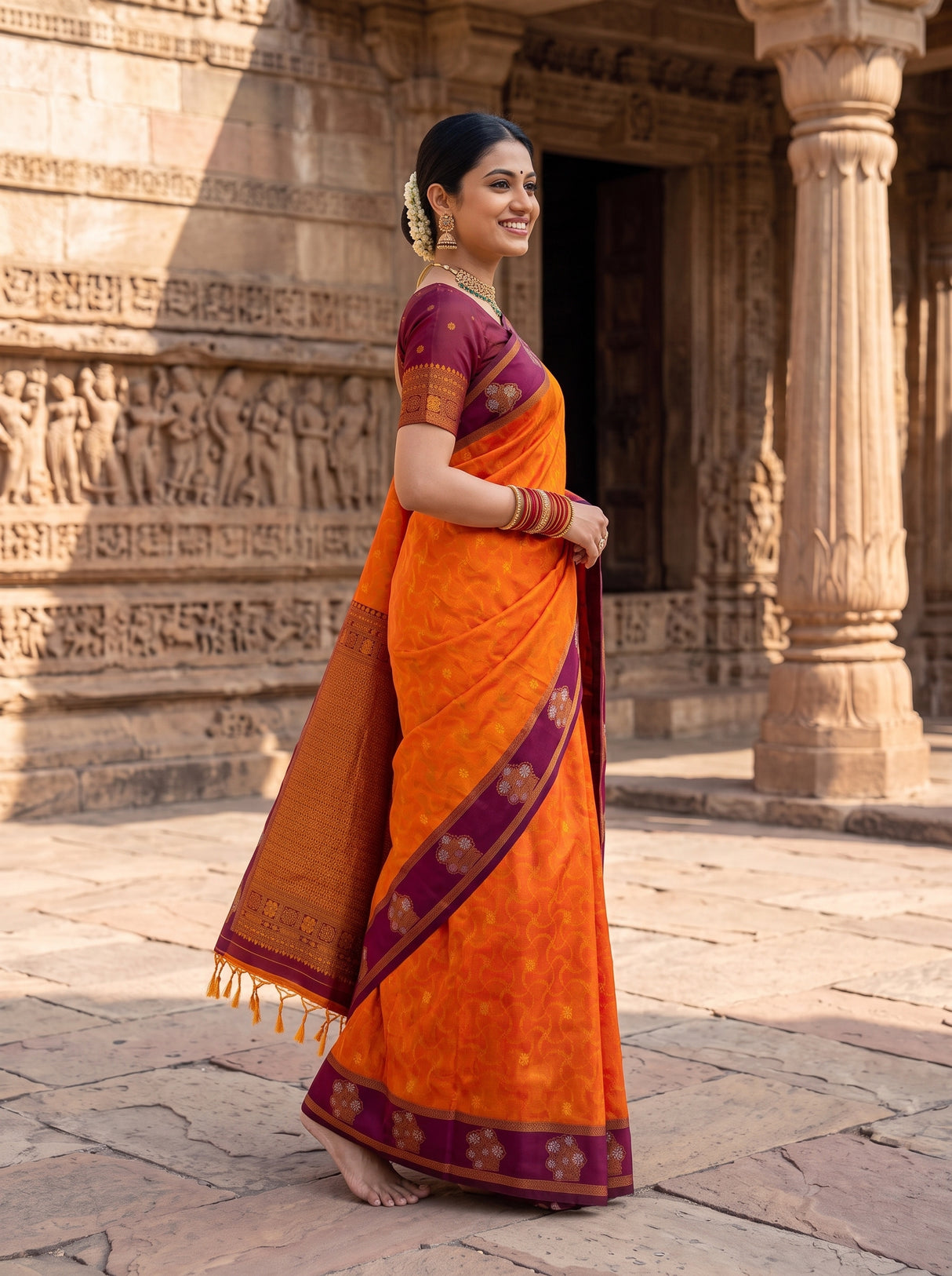 MIMOSA Mustard Saree Saree — pose 3 styling detail