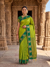 MIMOSA Olive Saree Saree — front view on mannequin
