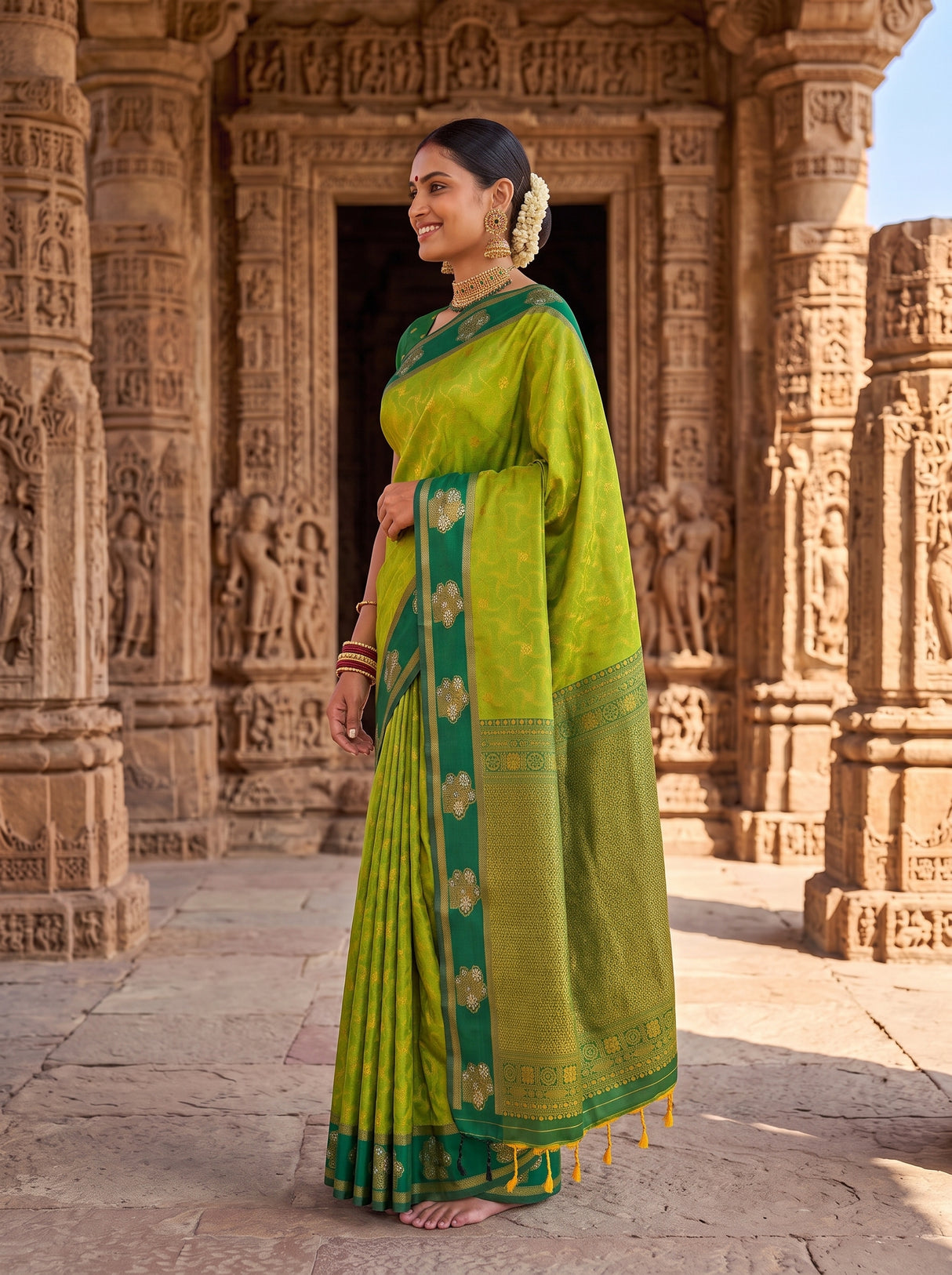 MIMOSA Olive Saree Saree — pose 3 styling detail