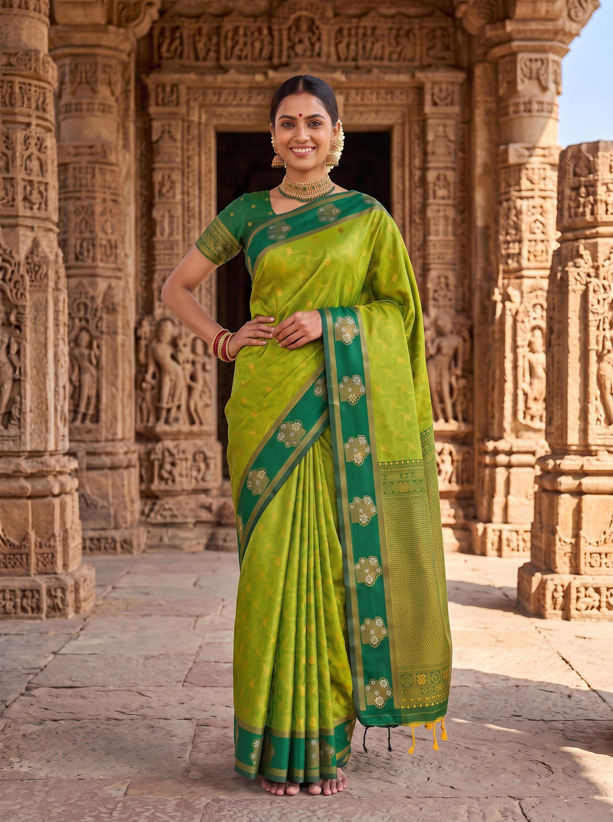 MIMOSA Olive Saree Saree — pose 4 styling detail