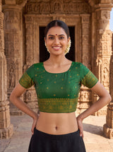 MIMOSA Olive Saree Saree — blouse close-up