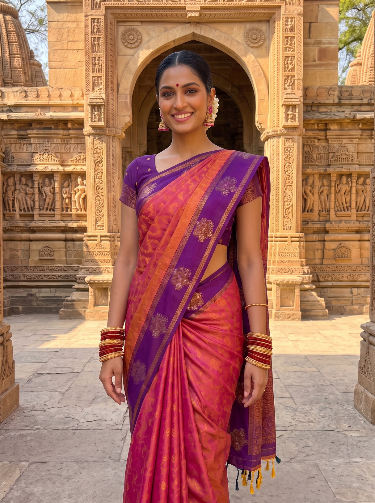 MIMOSA Peach Saree Saree — pose 10 styling detail