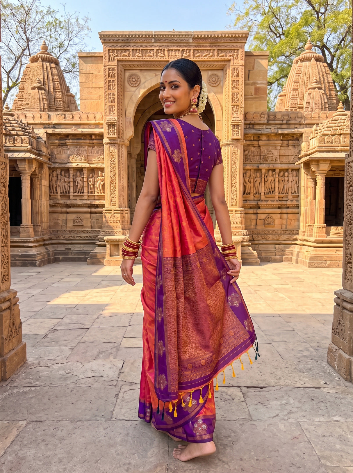 MIMOSA Peach Saree Saree — pose 7 styling detail