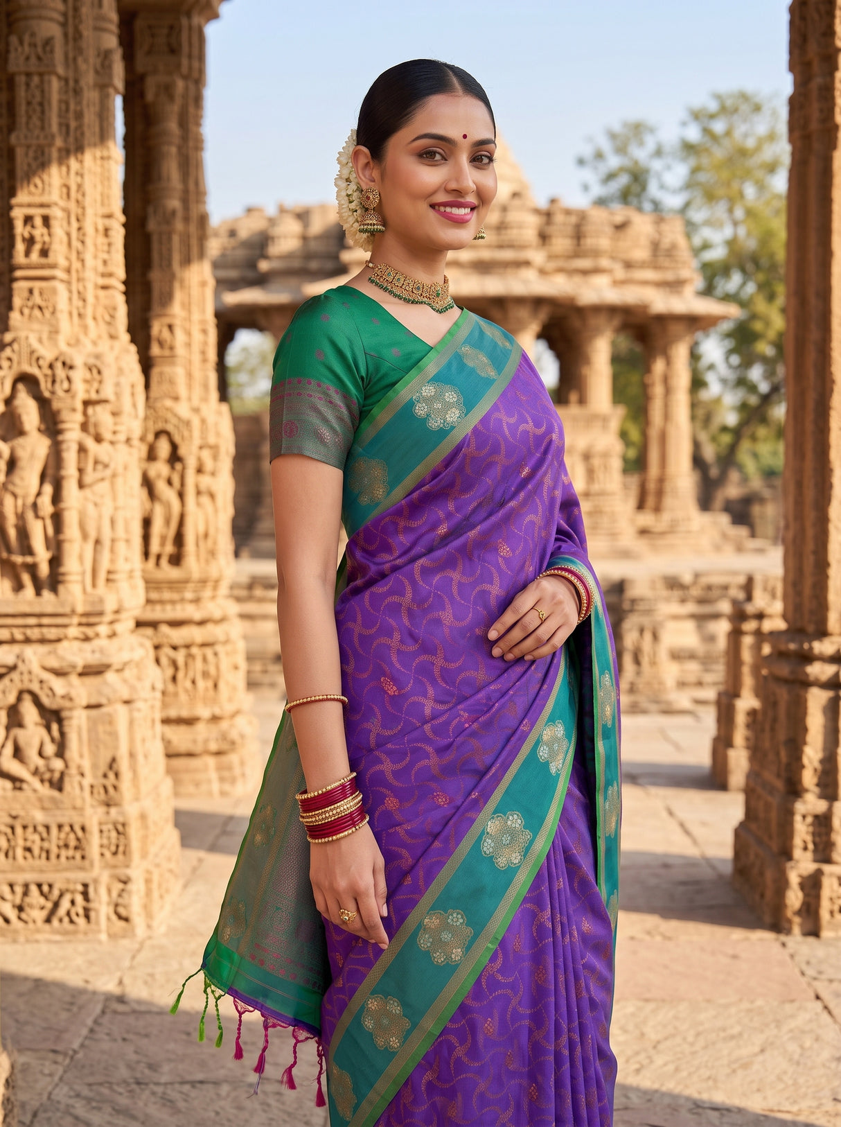 MIMOSA Purple Saree Saree — pose 10 styling detail
