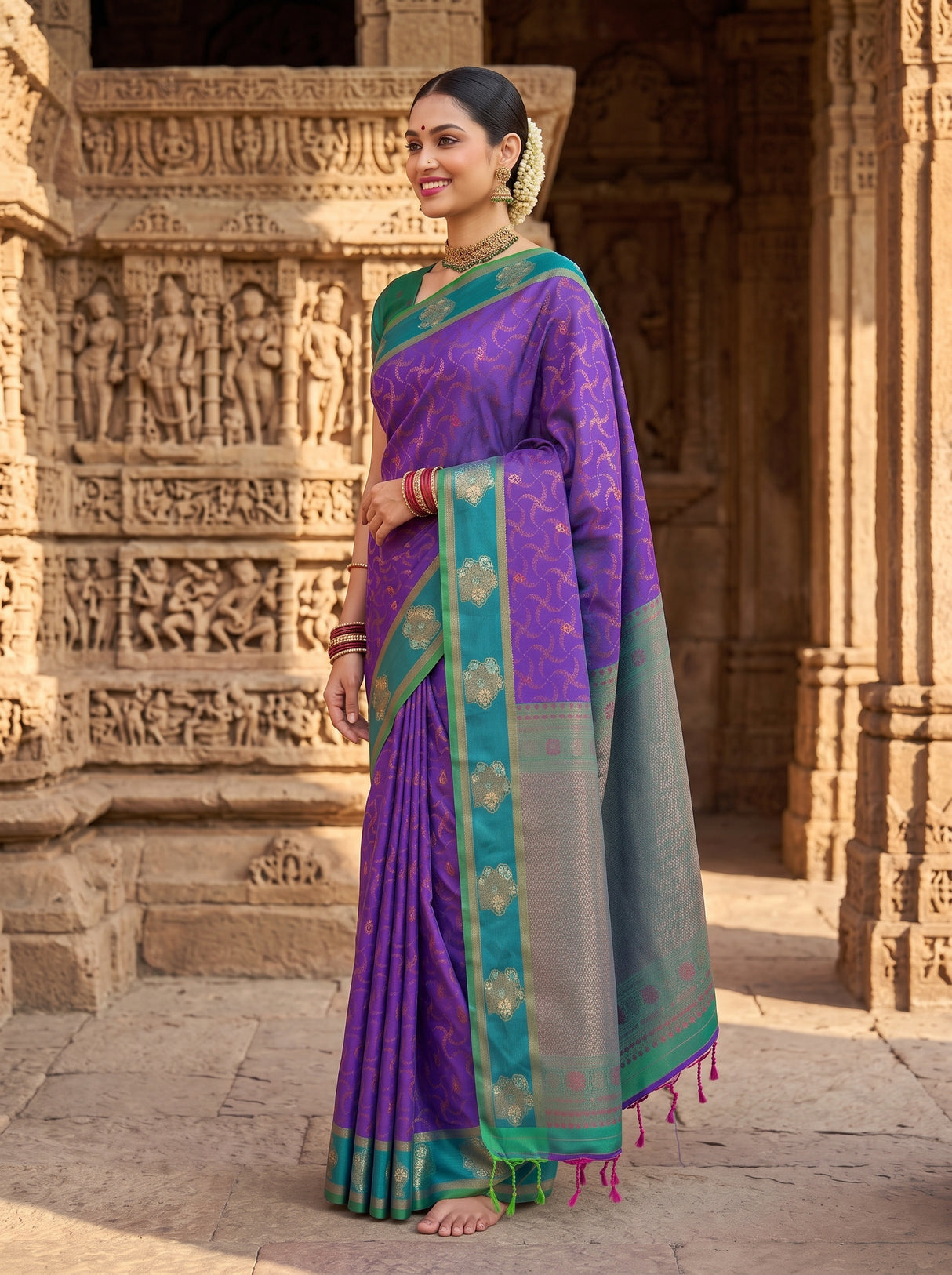 MIMOSA Purple Saree Saree — pose 3 styling detail