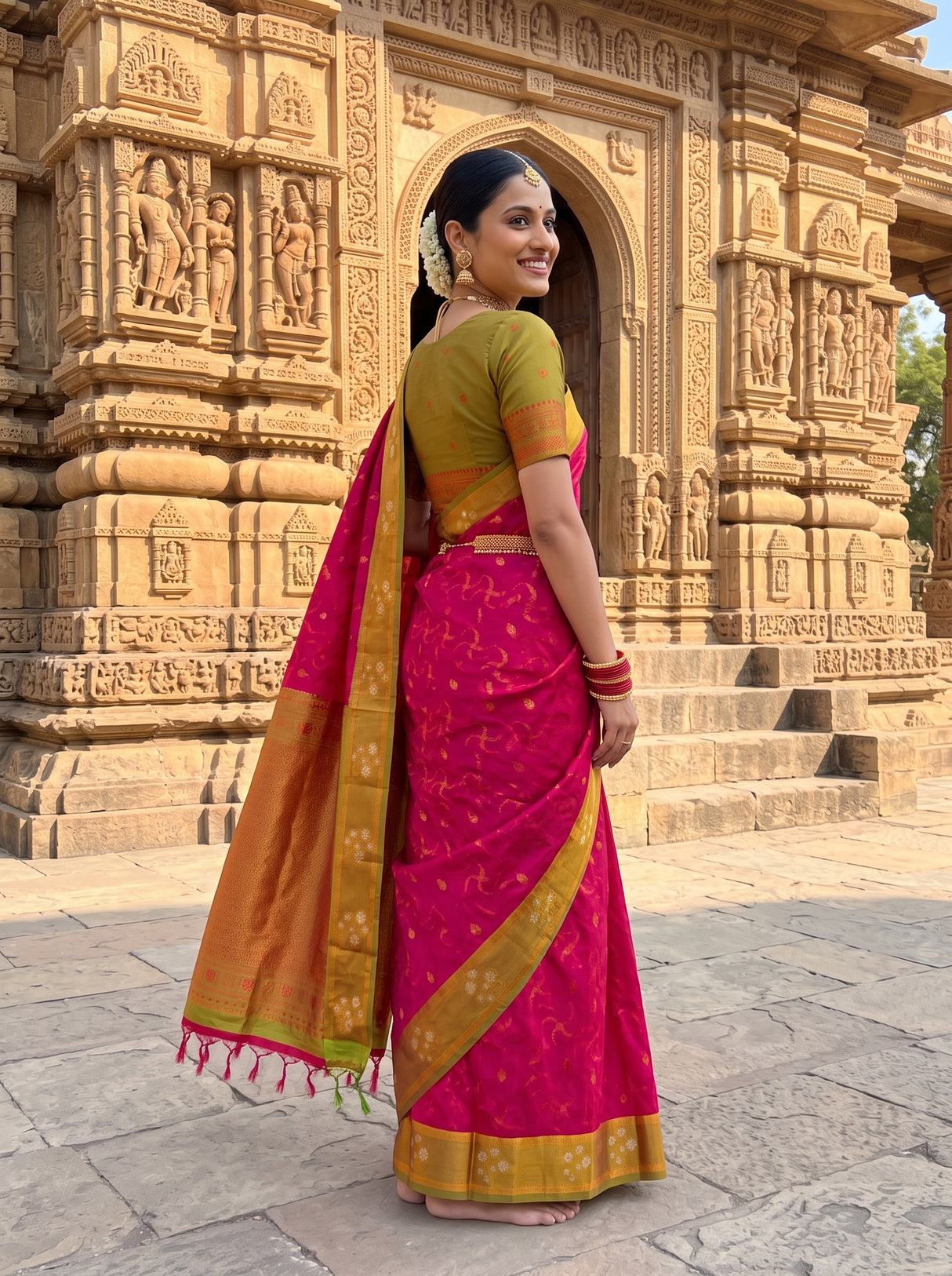 MIMOSA Rani Saree Saree — pose 5 styling detail
