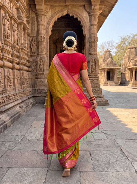 MIMOSA Rust Saree Saree — pose 2 styling detail
