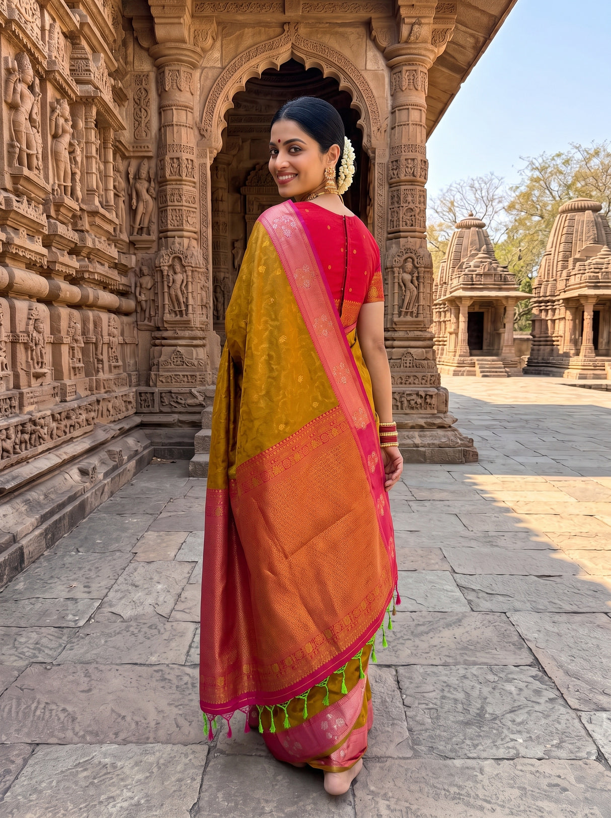 MIMOSA Rust Saree Saree — pose 7 styling detail