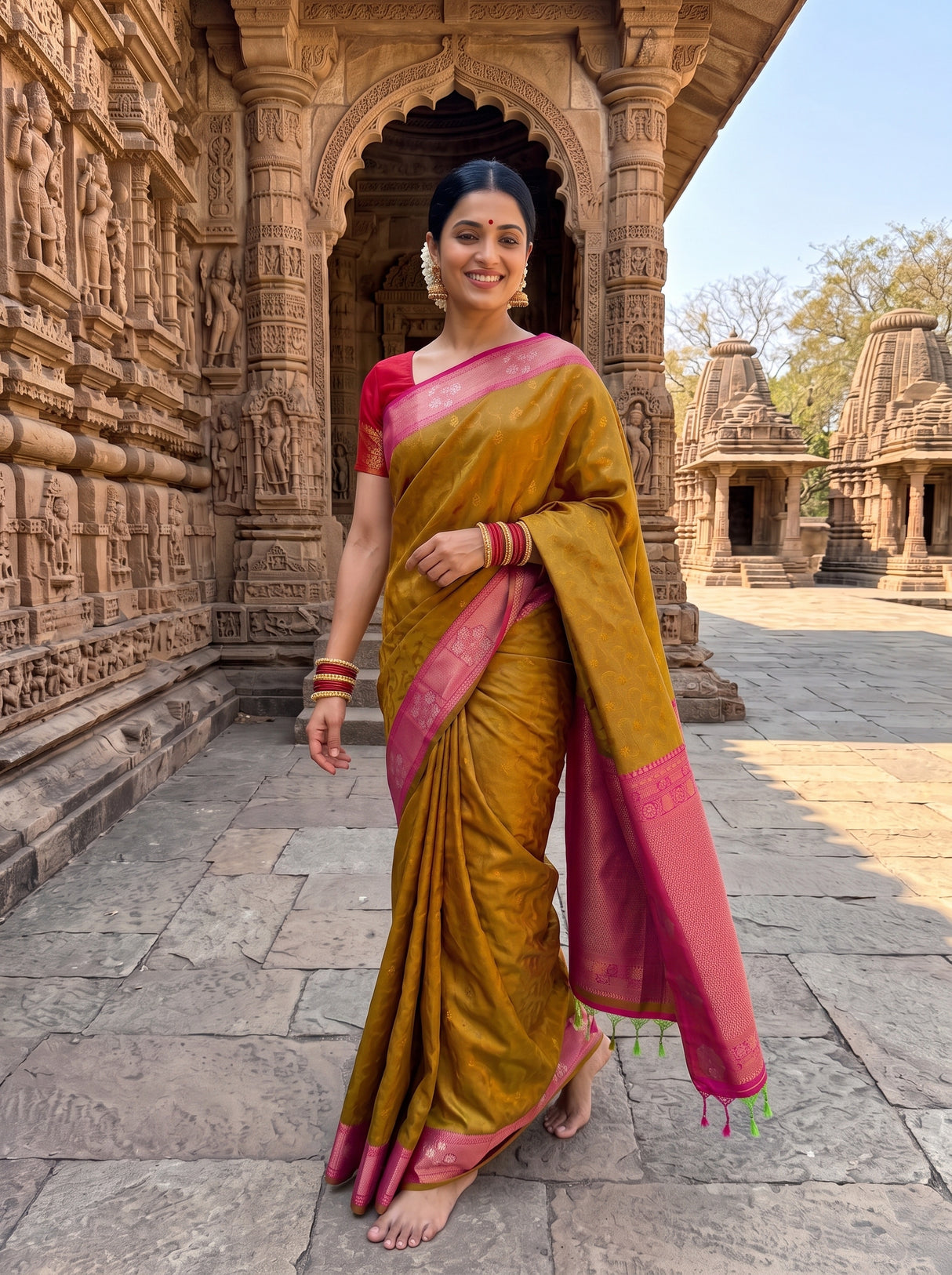 MIMOSA Rust Saree Saree — pose 9 styling detail