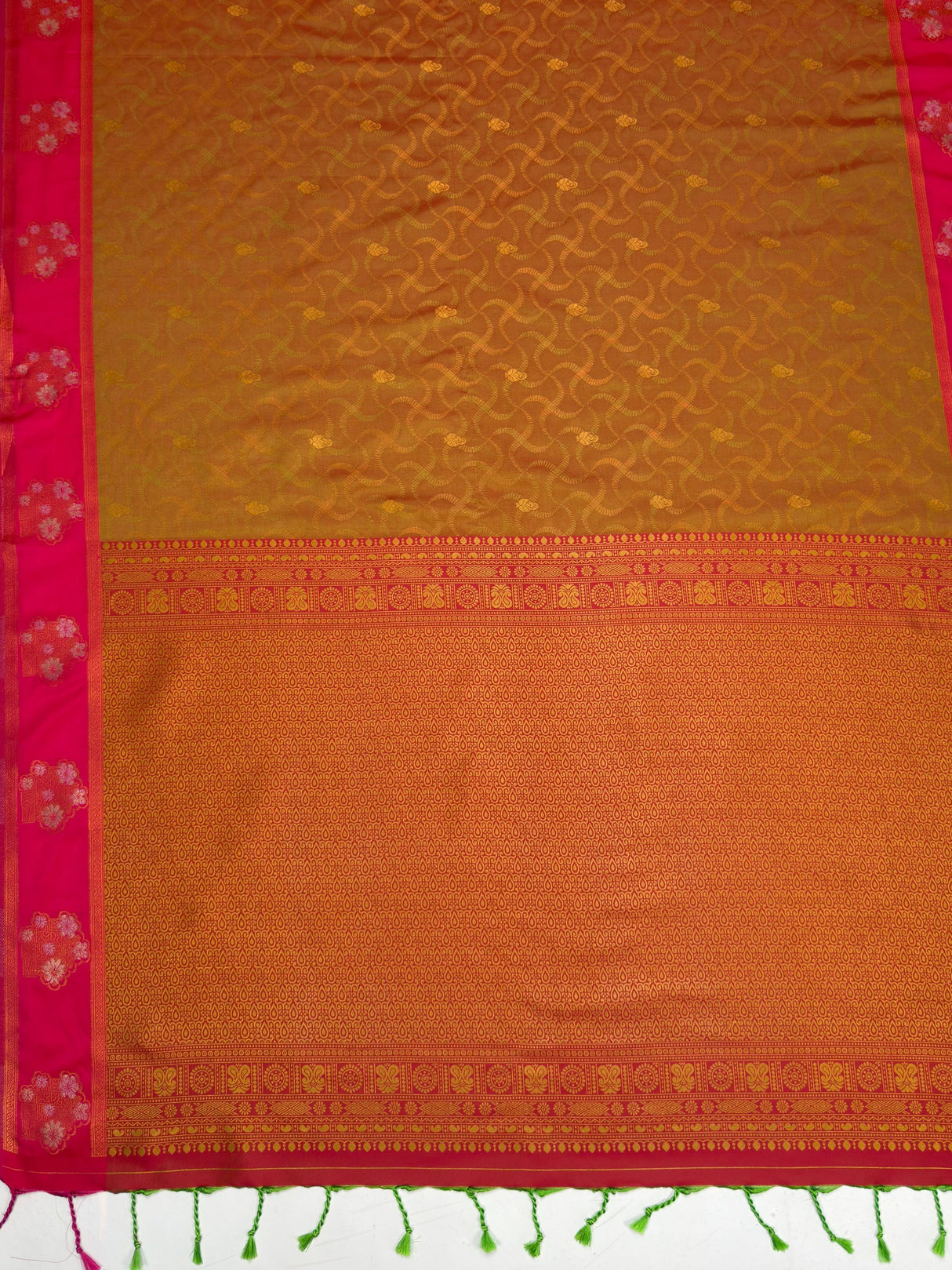 MIMOSA Rust Saree Saree — pallu and zari work detail