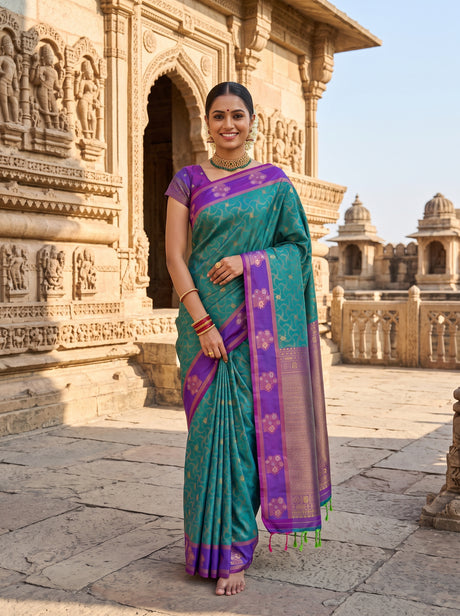 MIMOSA Sapphire Saree Saree — front view on mannequin