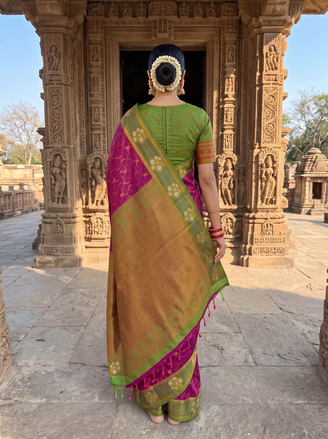 MIMOSA Wine Saree Saree — pose 2 styling detail