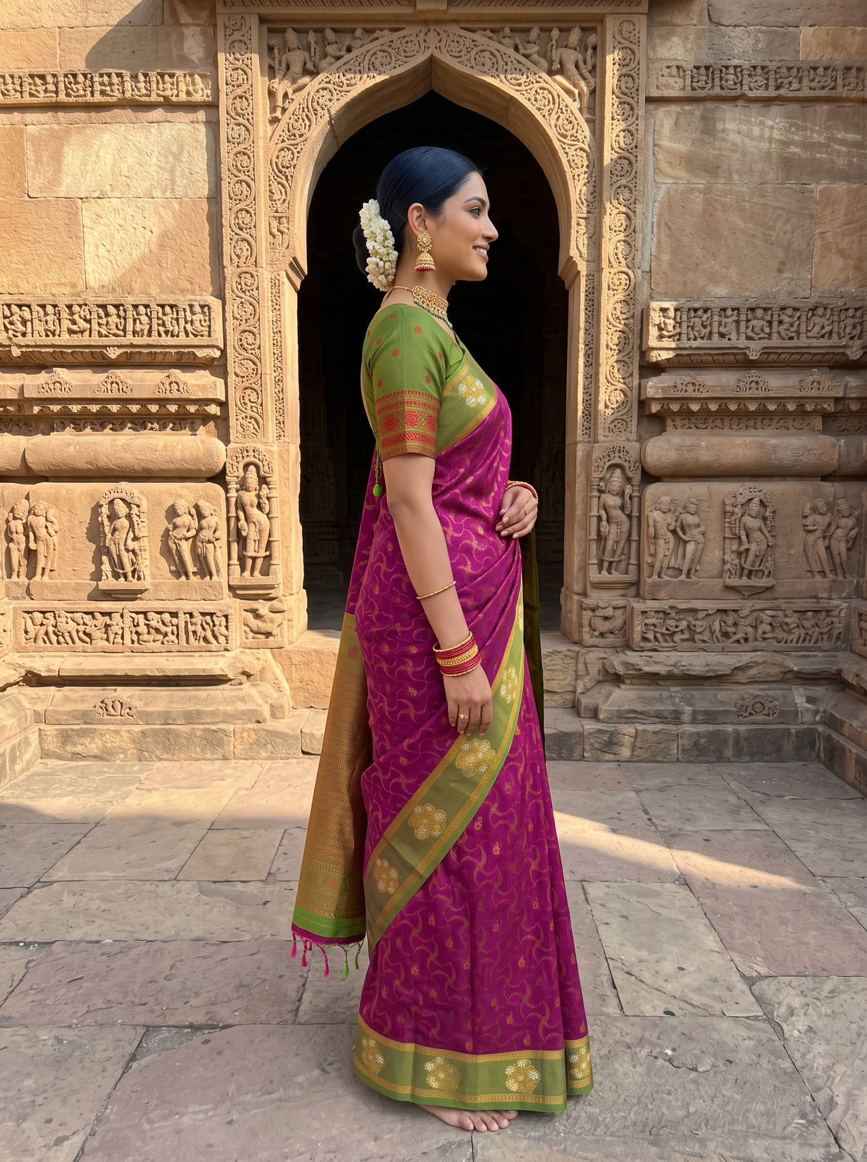 MIMOSA Wine Saree Saree — pose 3 styling detail