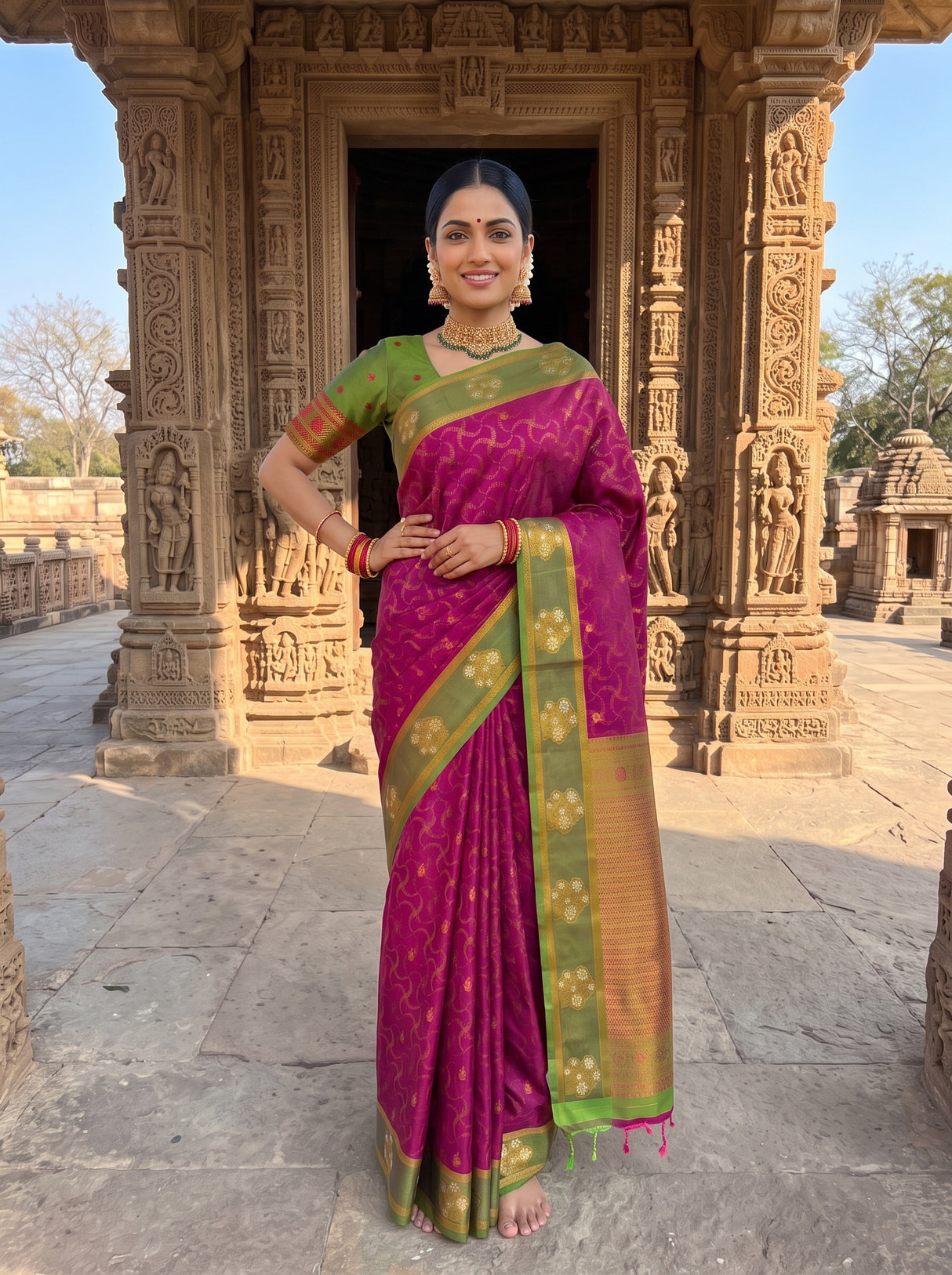 MIMOSA Wine Saree Saree — pose 4 styling detail