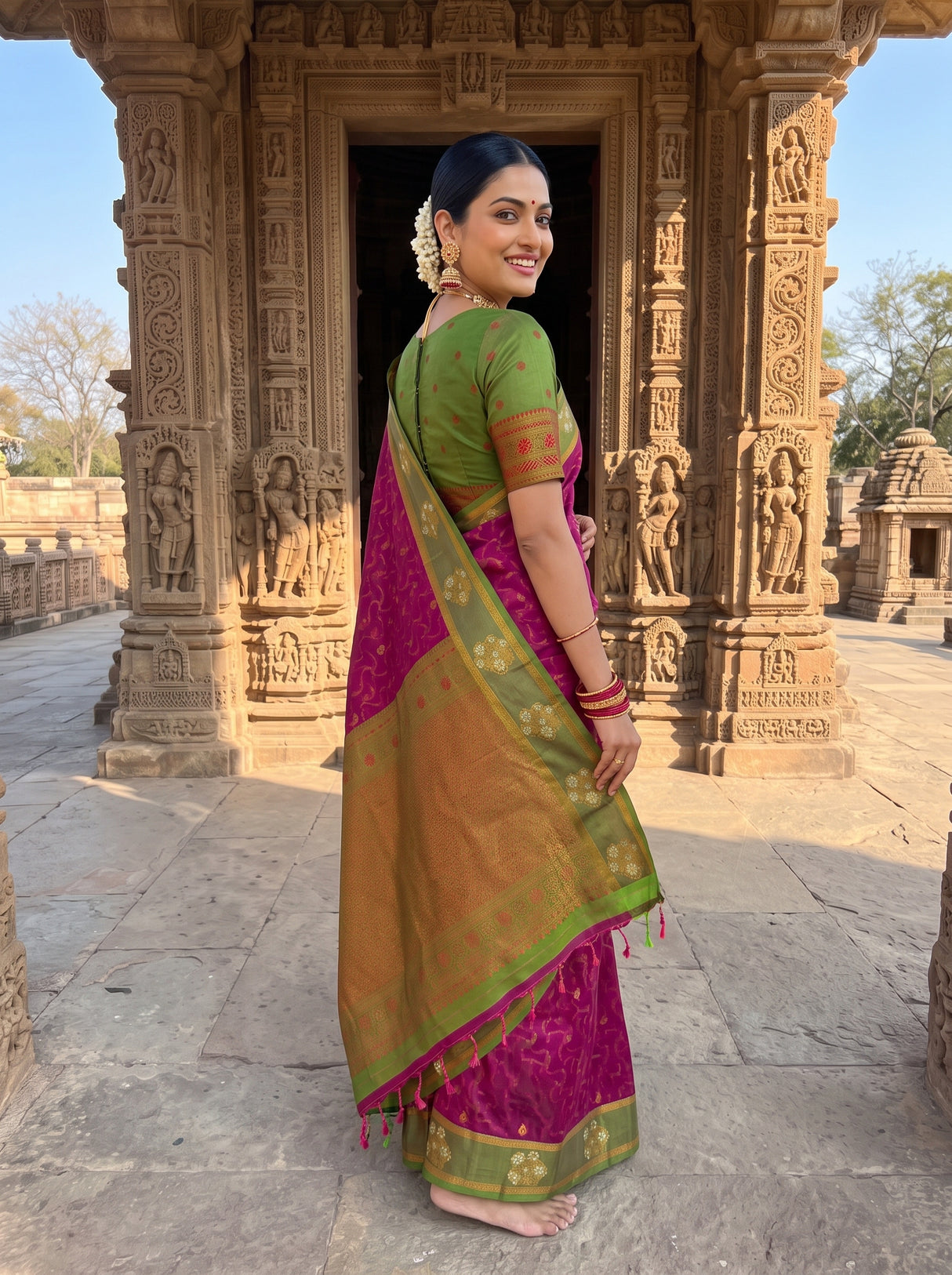 MIMOSA Wine Saree Saree — pose 5 styling detail