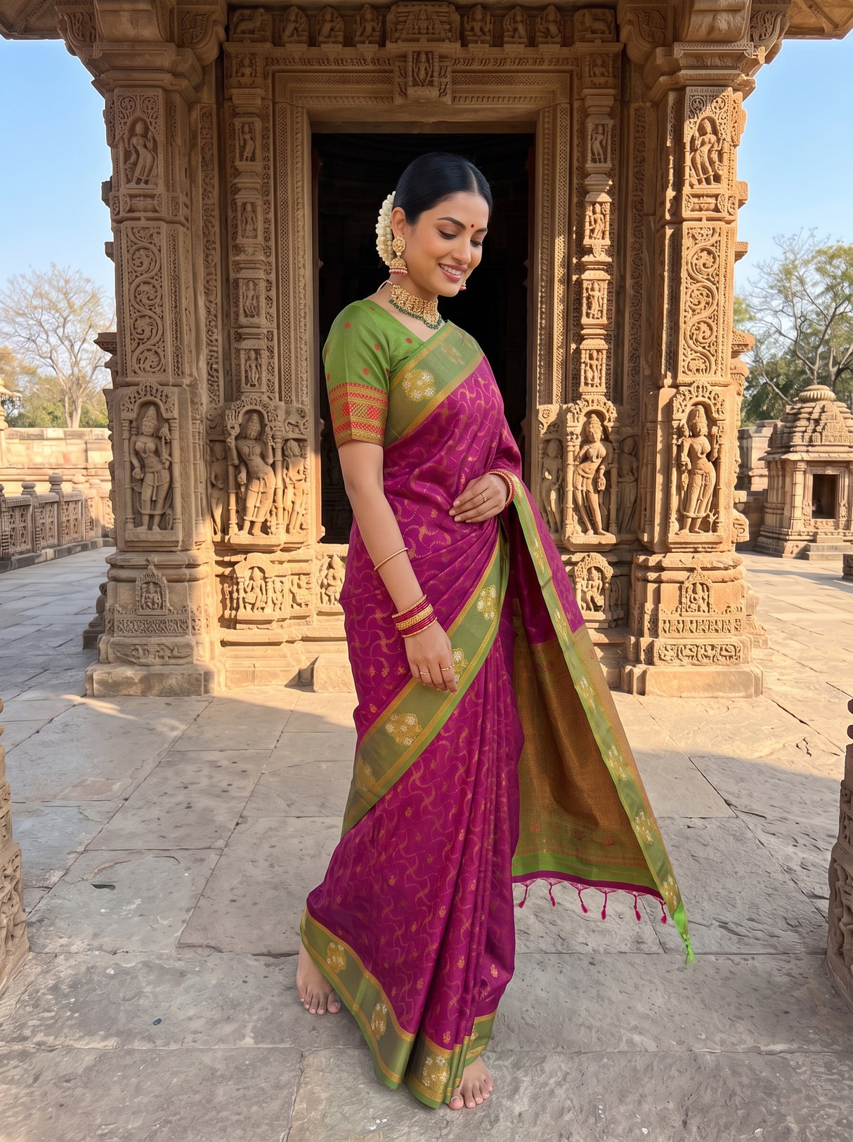 MIMOSA Wine Saree Saree — pose 9 styling detail