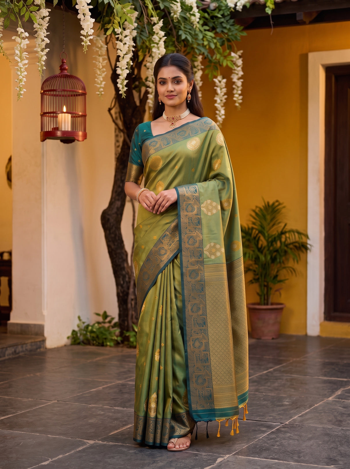 MIMOSA Green Saree Saree — pose 5 styling detail