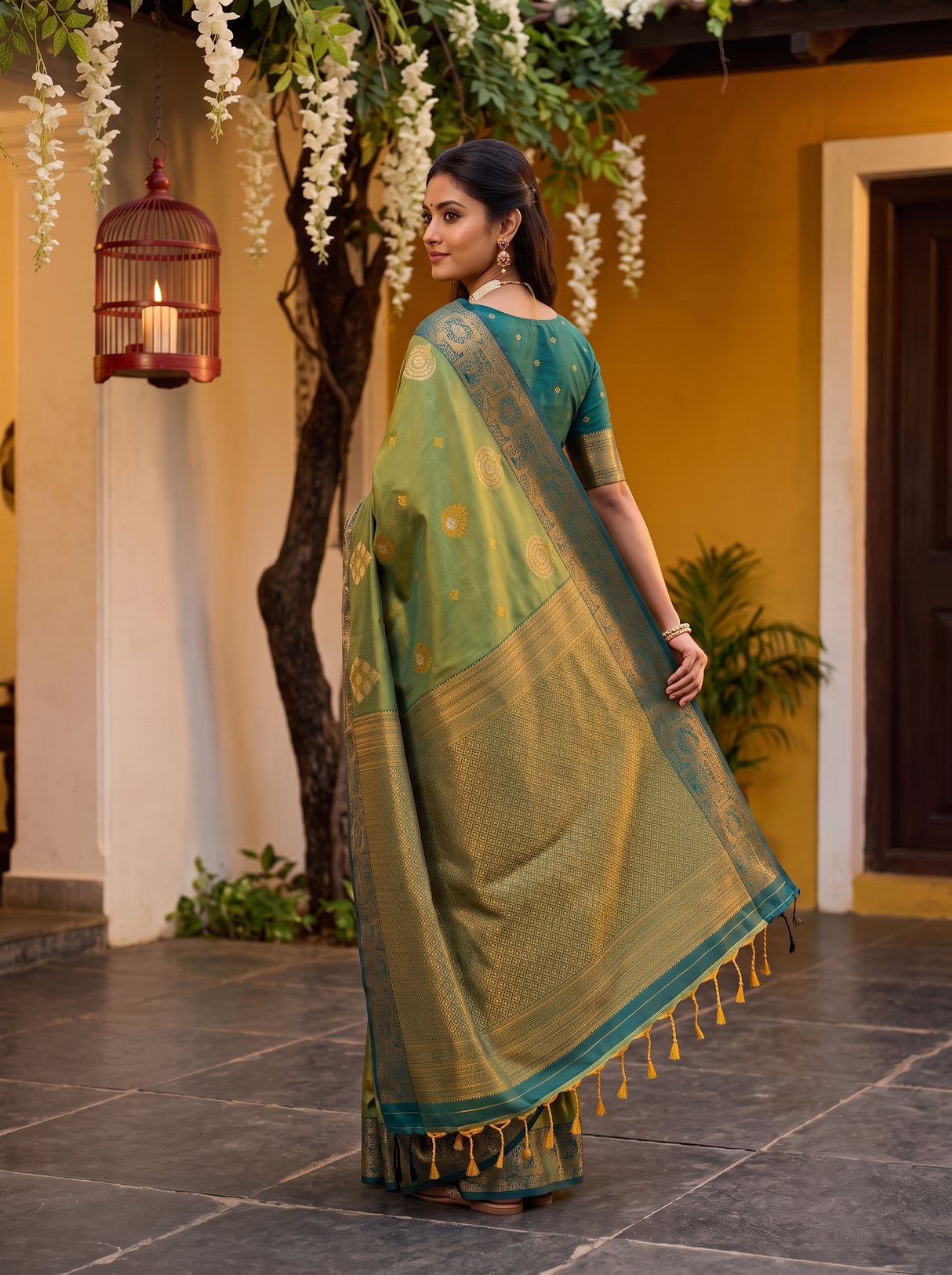 MIMOSA Green Saree Saree — pose 6 styling detail