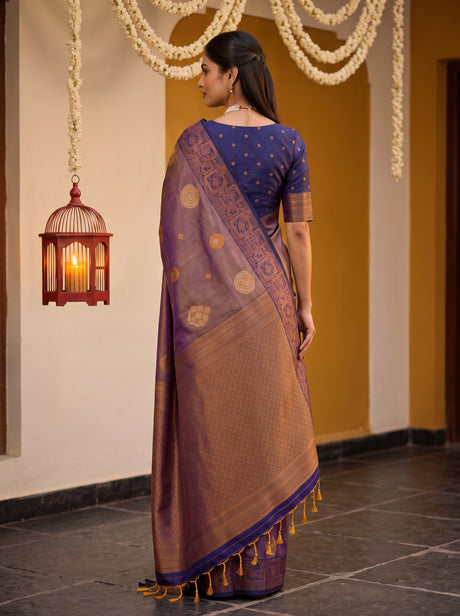 MIMOSA Grey Kanjivaram Art Silk Saree — Saree shot