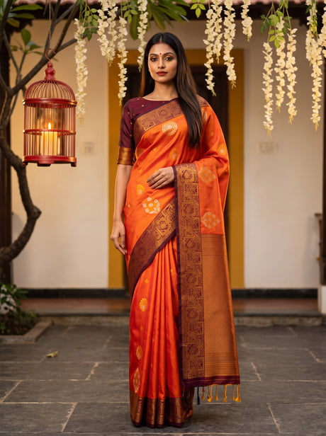 MIMOSA Mustard Kanjivaram Art Silk Saree — Model draped
