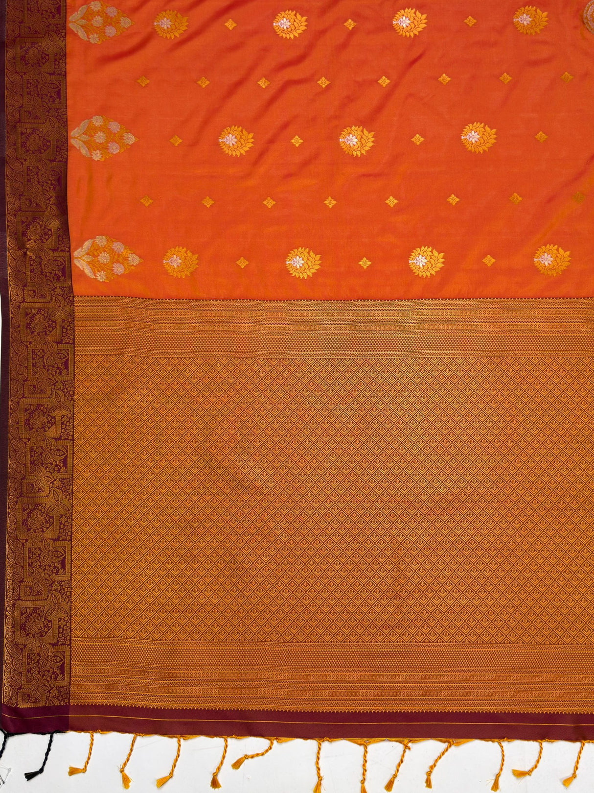 MIMOSA Mustard Saree Saree — pallu and zari work detail