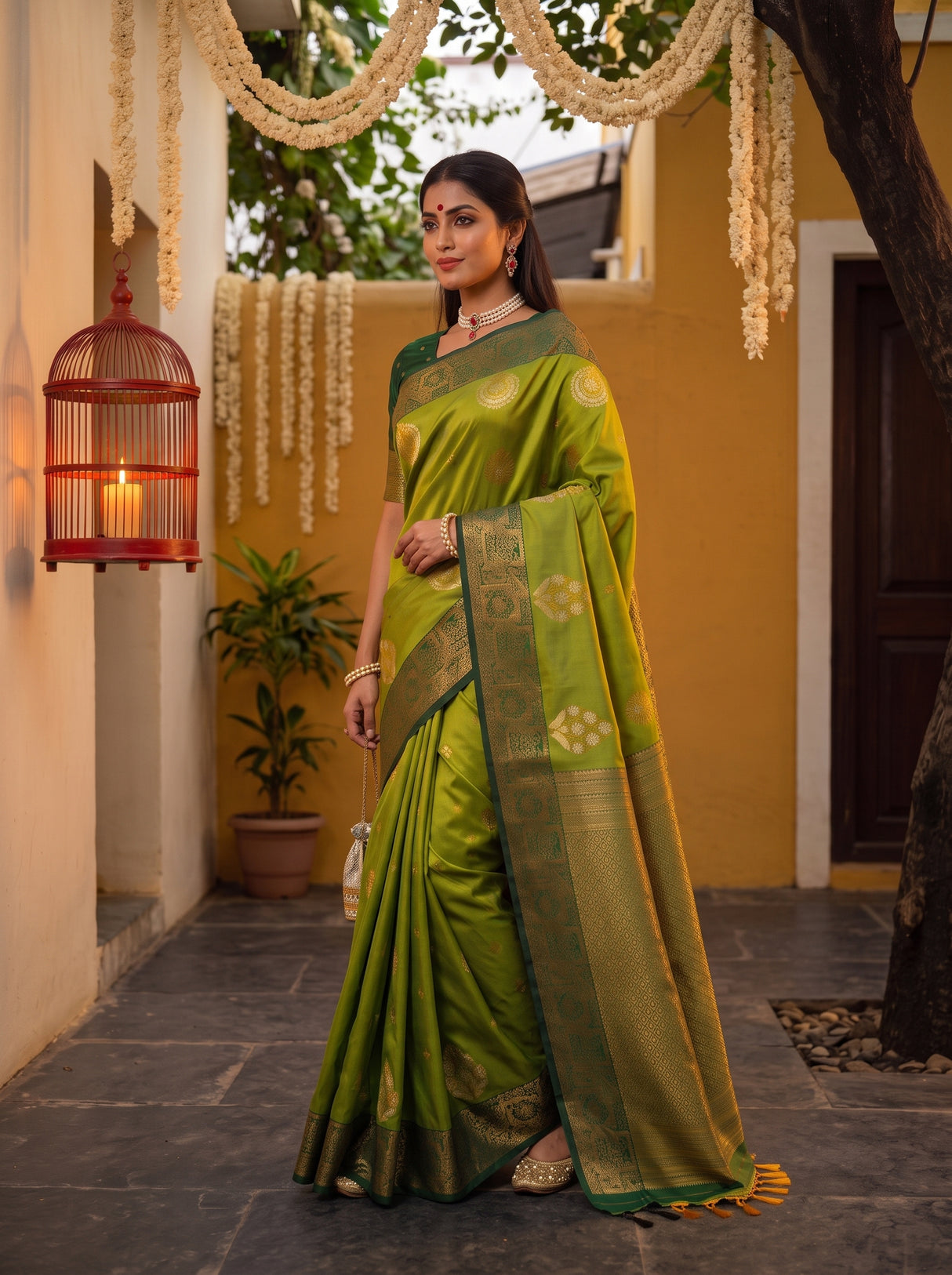 MIMOSA Olive Saree Saree — pose 4 styling detail