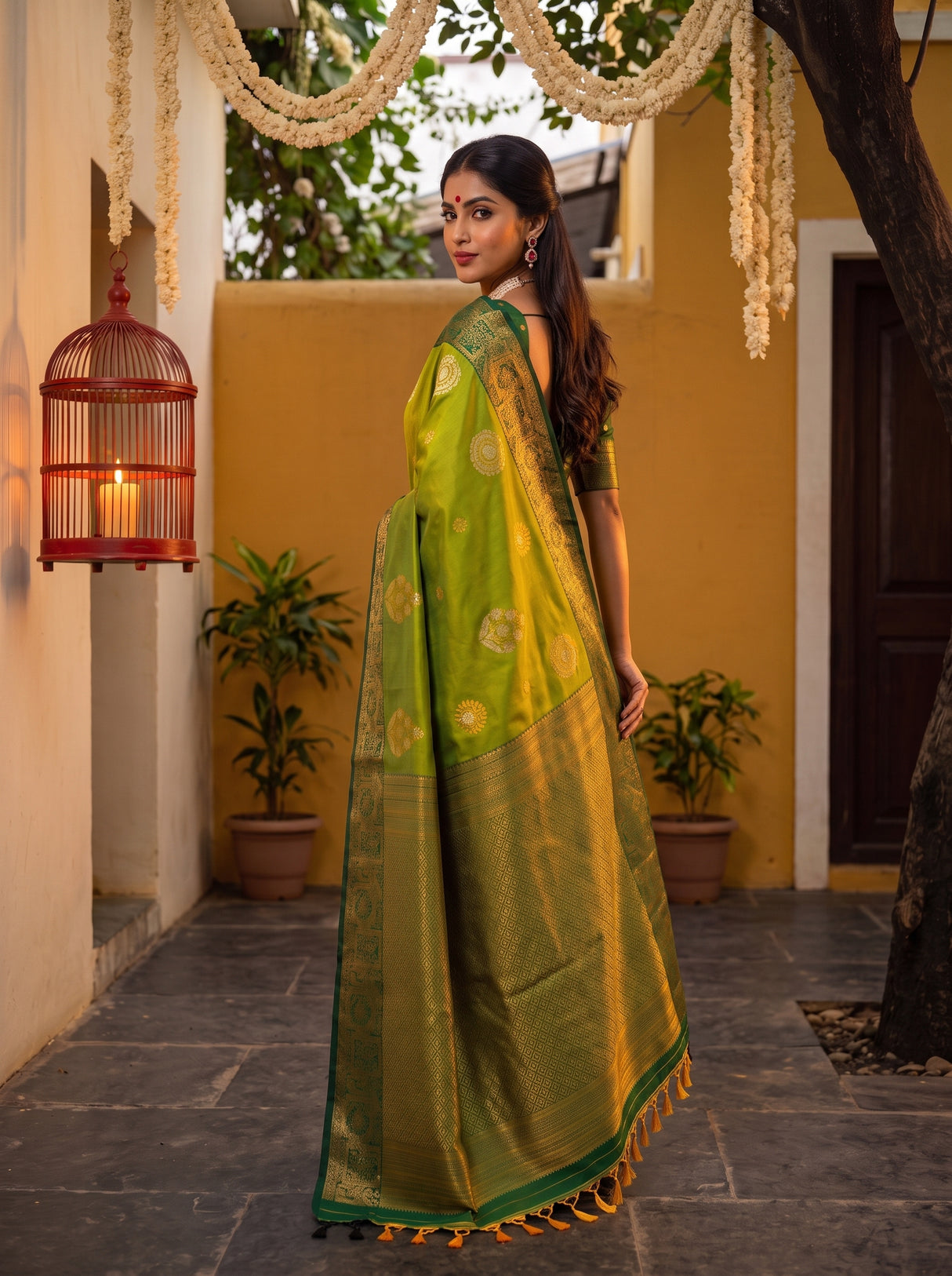 MIMOSA Olive Saree Saree — pose 9 styling detail