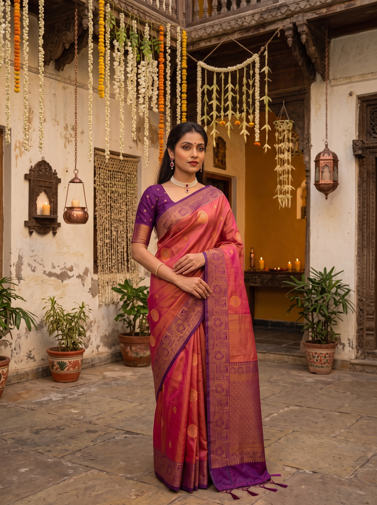 MIMOSA Peach Saree Saree — pose 10 styling detail