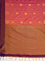MIMOSA Peach Saree Saree — pallu and zari work detail