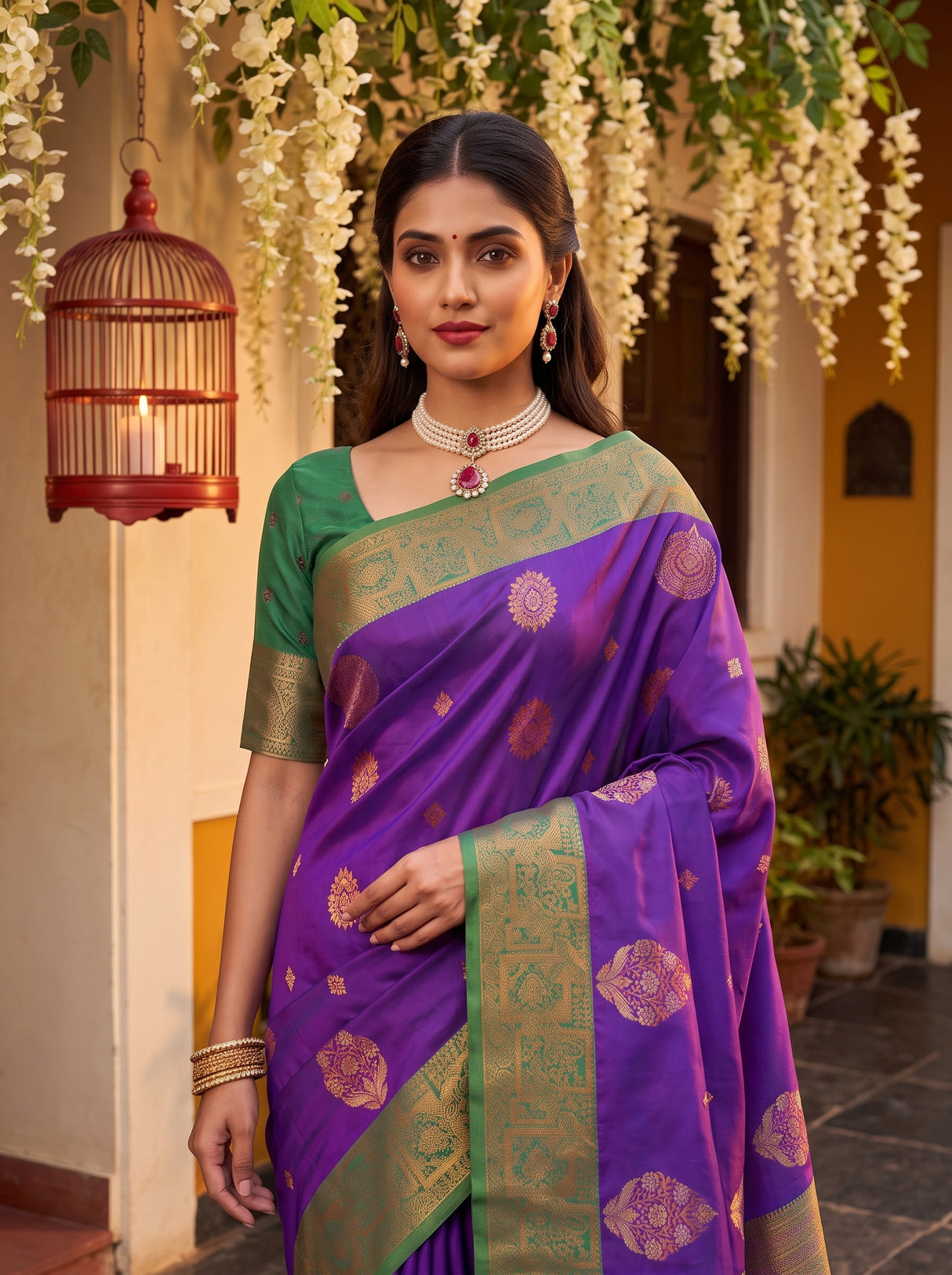 MIMOSA Purple Saree Saree — pose 10 styling detail