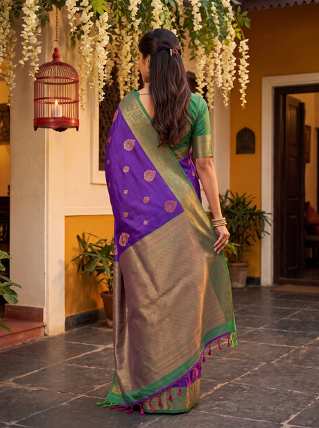 MIMOSA Purple Kanjivaram Art Silk Saree — Saree shot