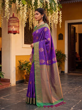 MIMOSA Purple Kanjivaram Art Silk Saree — AI Model lifestyle pose