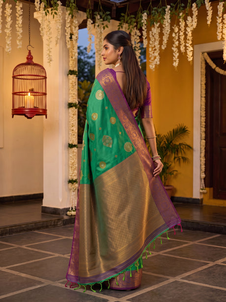 MIMOSA Rama Kanjivaram Art Silk Saree — Saree shot