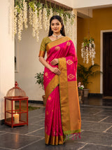 MIMOSA Rani Kanjivaram Art Silk Saree — Model draped