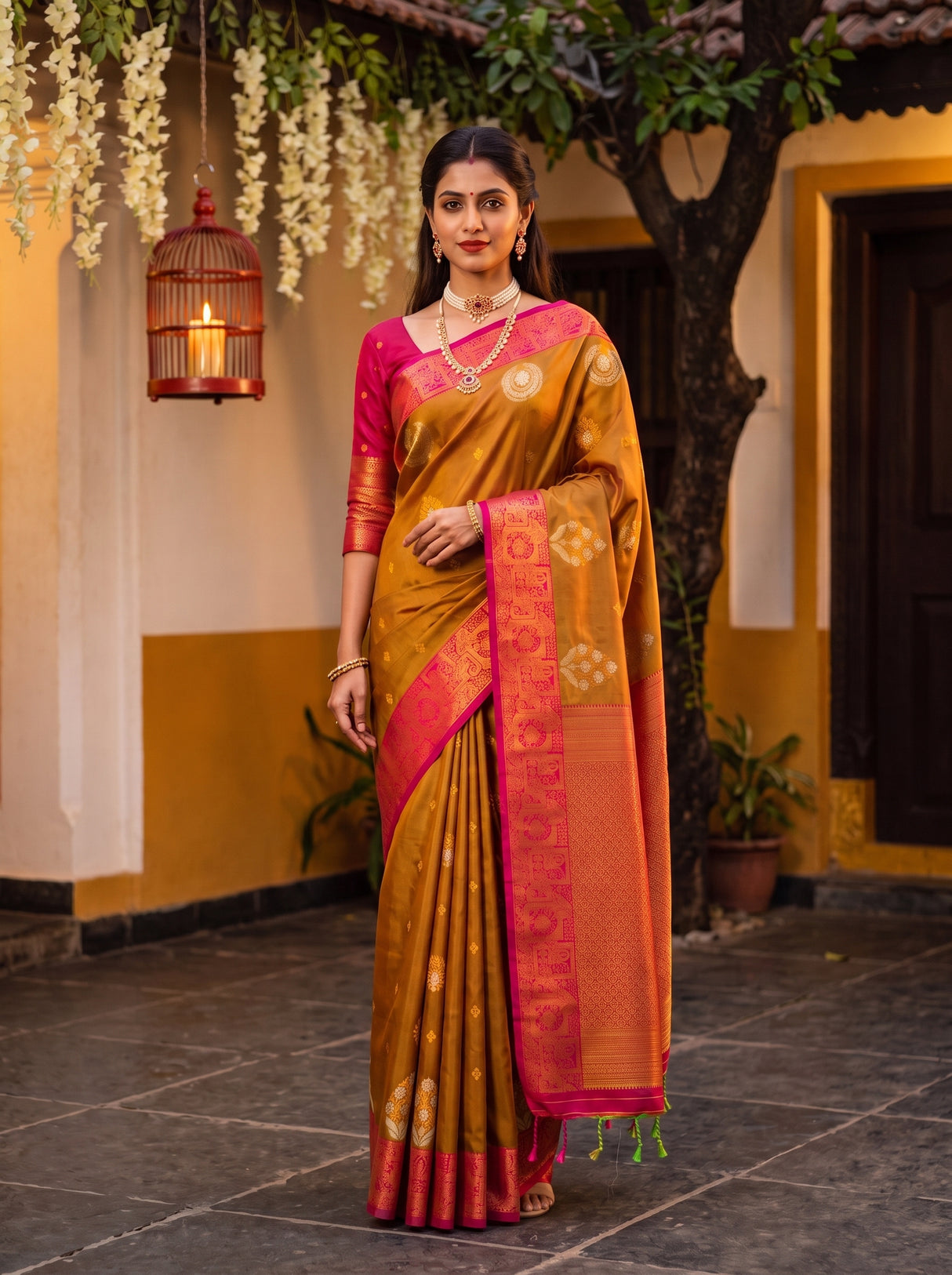 MIMOSA Rust Saree Saree — pose 4 styling detail