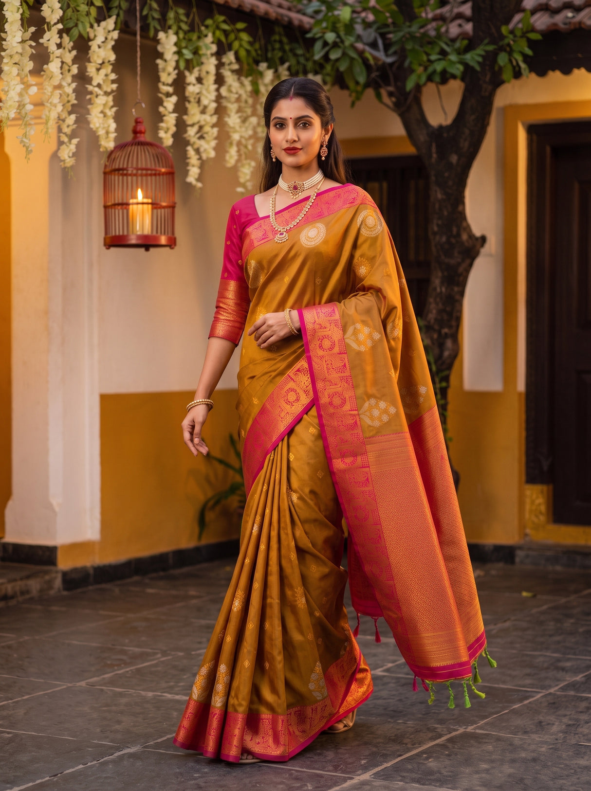 MIMOSA Rust Saree Saree — pose 7 styling detail