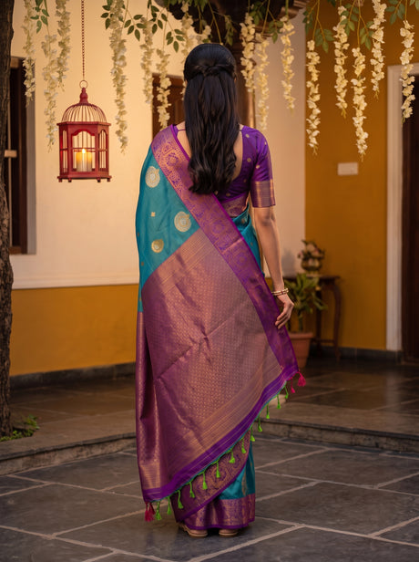 MIMOSA Sapphire Kanjivaram Art Silk Saree — Saree shot