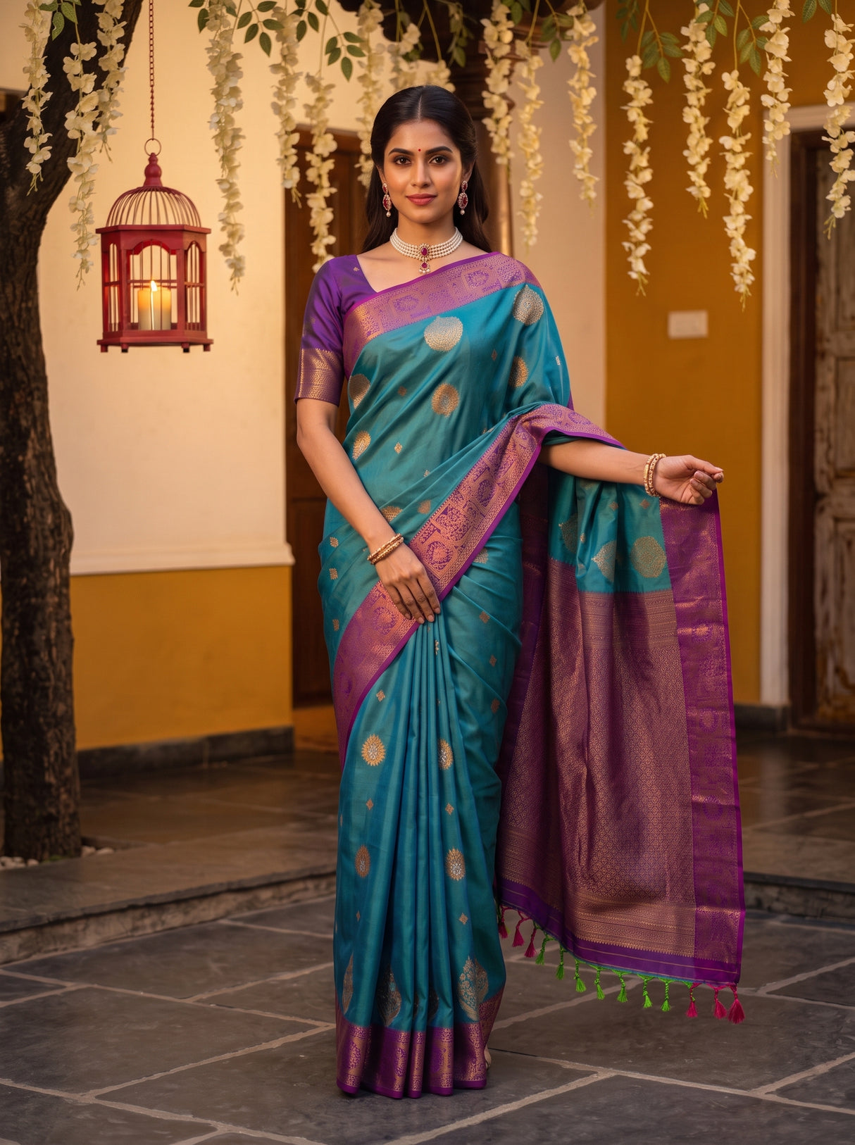 MIMOSA Sapphire Saree Saree — pose 6 styling detail