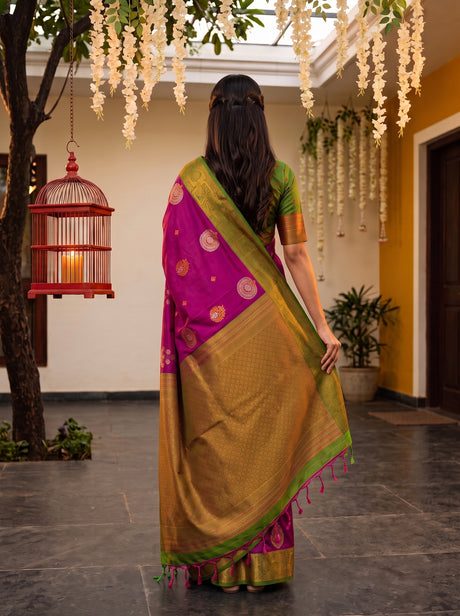 MIMOSA Wine Kanjivaram Art Silk Saree — Saree shot