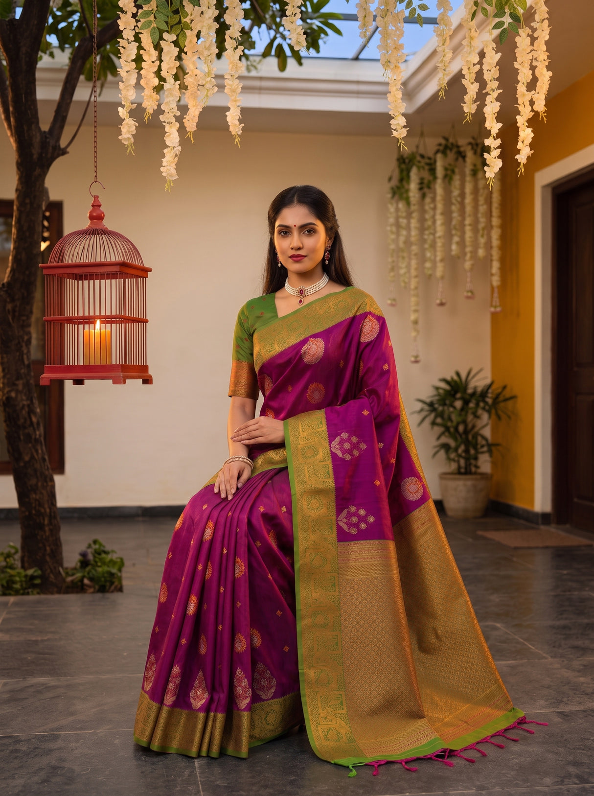 MIMOSA Wine Saree Saree — pose 8 styling detail