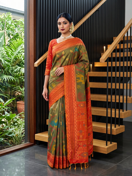 MIMOSA Chiku Saree Saree — front view on mannequin