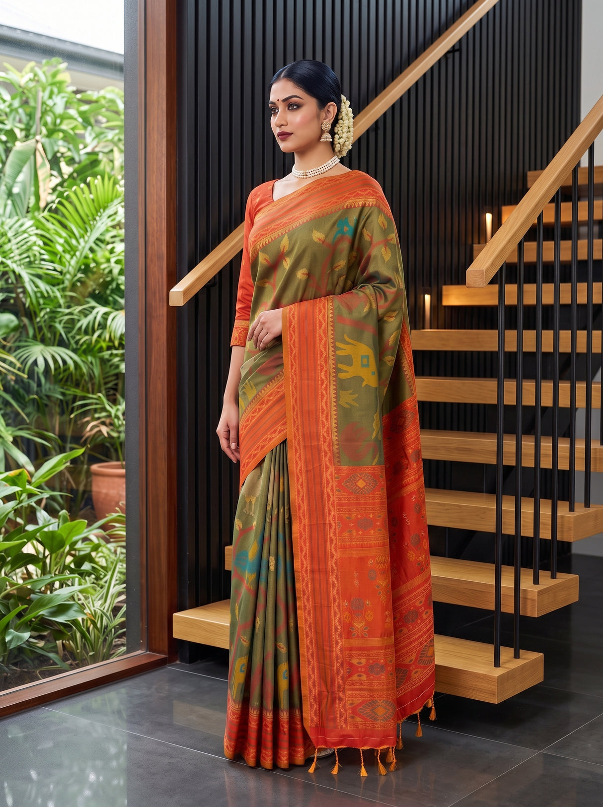 MIMOSA Chiku Saree Saree — pose 4 styling detail
