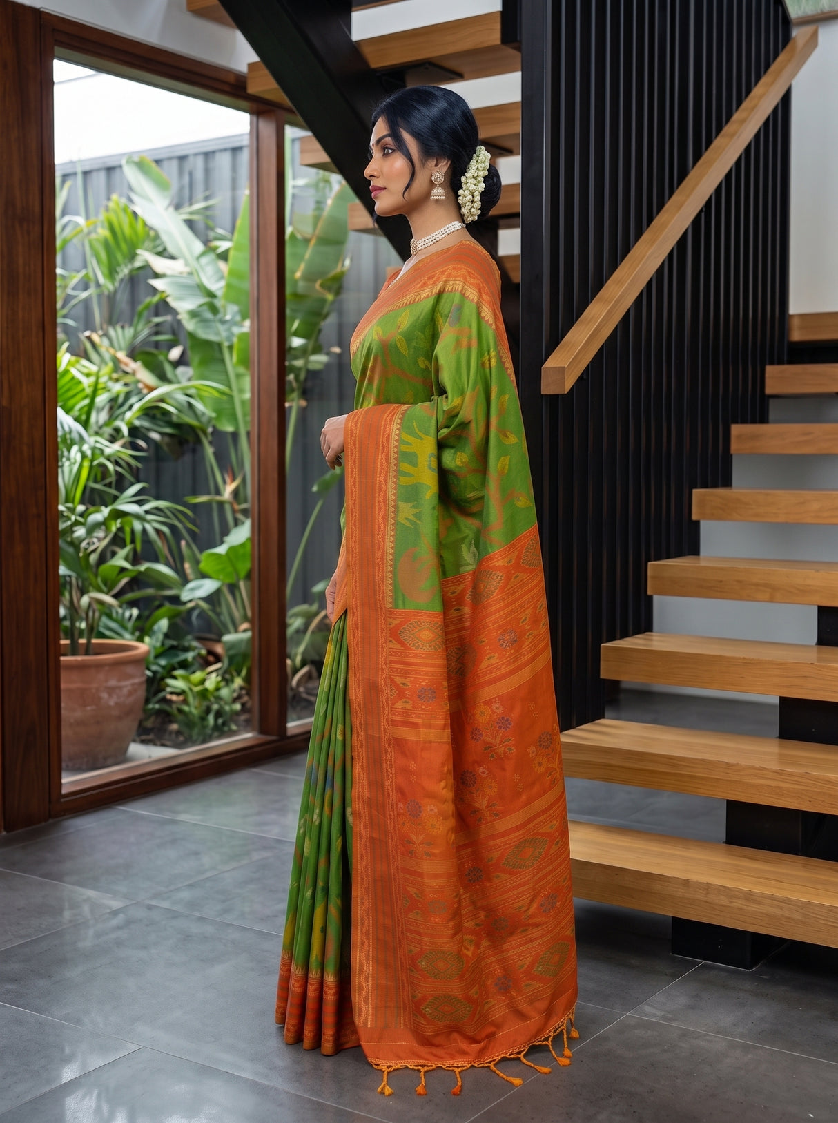 MIMOSA Green Saree Saree — pose 3 styling detail