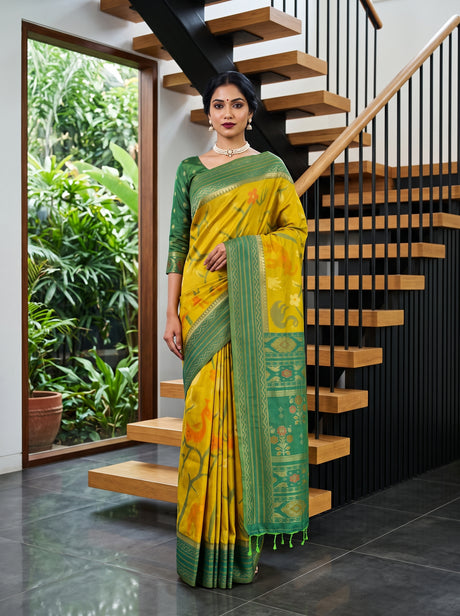 MIMOSA Olive Saree Saree — front view on mannequin