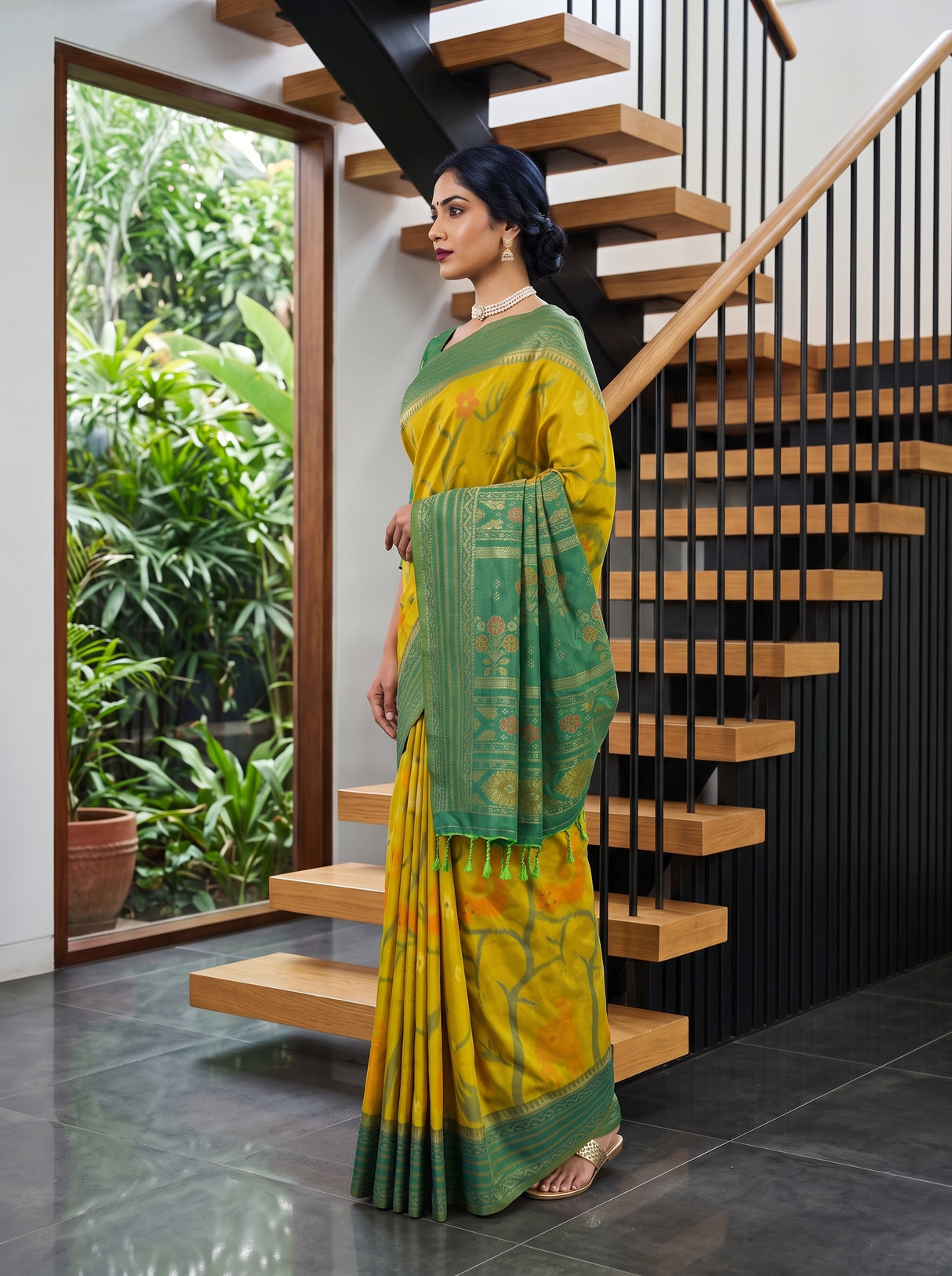 MIMOSA Olive Saree Saree — pose 3 styling detail